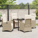 Set da Pranzo per Giardino con cuscino 5 pcs Beige polyrattan