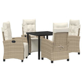 Set da Pranzo per Giardino con cuscino 5 pcs Beige polyrattan