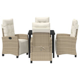 Set da Pranzo per Giardino con cuscino 5 pcs Beige polyrattan