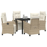 Set da Pranzo per Giardino con cuscino 5 pcs Beige polyrattan