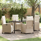 Set da Pranzo per Giardino con cuscino 5 pcs Beige polyrattan