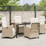 Set da Pranzo per Giardino con cuscino 5 pcs Beige polyrattan
