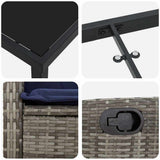 Set da Pranzo per Giardino con cuscino 5 pcs Grigio polyrattan