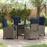 Set da Pranzo per Giardino con cuscino 5 pcs Grigio polyrattan