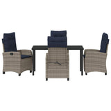 Set da Pranzo per Giardino con cuscino 5 pcs Grigio polyrattan