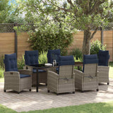 Set da Pranzo per Giardino con cuscino 7 pcs Grigio polyrattan