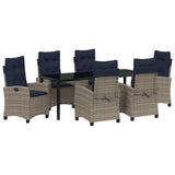 Set da Pranzo per Giardino con cuscino 7 pcs Grigio polyrattan