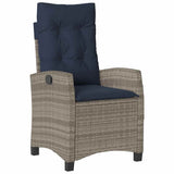 Set da Pranzo per Giardino con cuscino 9 pcs Grigio polyrattan