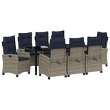 Set da Pranzo per Giardino con cuscino 9 pcs Grigio polyrattan