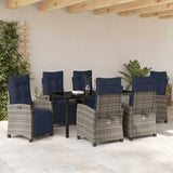 Set da Pranzo per Giardino con cuscino 7 pcs Grigio polyrattan