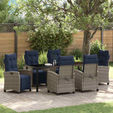 Set da Pranzo per Giardino con cuscino 7 pcs Grigio polyrattan