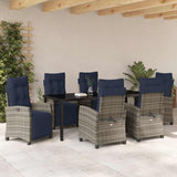 Set da Pranzo per Giardino con cuscino 7 pcs Grigio polyrattan