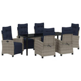 Set da Pranzo per Giardino con cuscino 7 pcs Grigio polyrattan