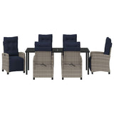 Set da Pranzo per Giardino con cuscino 7 pcs Grigio polyrattan