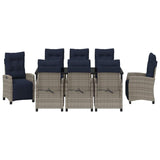 Set da Pranzo per Giardino con cuscino 9 pcs Grigio polyrattan