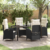 Set da Pranzo per Giardino con cuscino 5 pcs Nero polyrattan