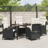 Set da Pranzo per Giardino con cuscino 5 pcs Nero polyrattan