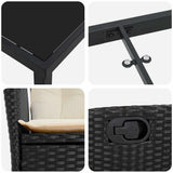Set da Pranzo per Giardino con cuscino 9 pcs Nero polyrattan