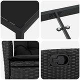 Set da Pranzo per Giardino con cuscino 5 pcs Nero polyrattan