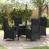 Set da Pranzo per Giardino con cuscino 5 pcs Nero polyrattan