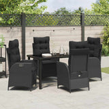 Set da Pranzo per Giardino con cuscino 5 pcs Nero polyrattan