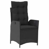 Set da Pranzo per Giardino con cuscino 5 pcs Nero polyrattan