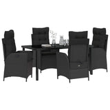 Set da Pranzo per Giardino con cuscino 5 pcs Nero polyrattan