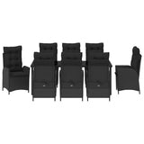 Set da Pranzo per Giardino con cuscino 9 pcs Nero polyrattan