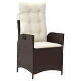 Set da Pranzo per Giardino con cuscino 5 pcs Marrone polyrattan