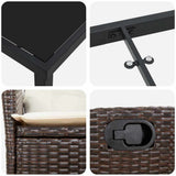 Set da Pranzo per Giardino con cuscino 7 pcs Marrone polyrattan