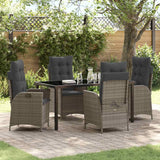 Set da Pranzo per Giardino con cuscino 5 pcs Grigio polyrattan