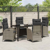 Set da Pranzo per Giardino con cuscino 5 pcs Grigio polyrattan