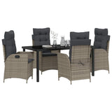 Set da Pranzo per Giardino con cuscino 5 pcs Grigio polyrattan