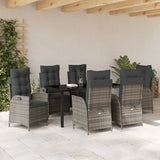 Set da Pranzo per Giardino con cuscino 7 pcs Grigio polyrattan
