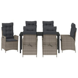 Set da Pranzo per Giardino con cuscino 7 pcs Grigio polyrattan