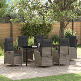 Set da Pranzo per Giardino con cuscino 7 pcs Grigio polyrattan