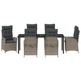 Set da Pranzo per Giardino con cuscino 7 pcs Grigio polyrattan