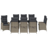 Set da Pranzo per Giardino con cuscino 9 pcs Grigio polyrattan