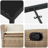 Set da Pranzo per Giardino con cuscino 5 pcs Beige polyrattan