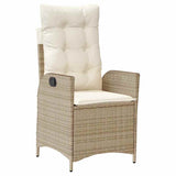 Set da Pranzo per Giardino con cuscino 7 pcs Beige polyrattan