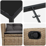 Set da Pranzo per Giardino con cuscino 7 pcs Beige polyrattan
