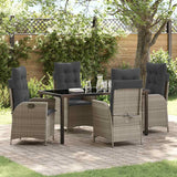 Set da Pranzo per Giardino 5 pcs Grigio chiaro polyrattan