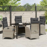 Set da Pranzo per Giardino 5 pcs Grigio chiaro polyrattan