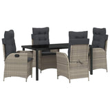 Set da Pranzo per Giardino 5 pcs Grigio chiaro polyrattan