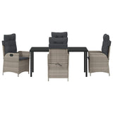 Set da Pranzo per Giardino 5 pcs Grigio chiaro polyrattan