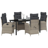 Set da Pranzo per Giardino 5 pcs Grigio chiaro polyrattan