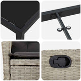 Set da Pranzo per Giardino 7 pcs Grigio chiaro polyrattan