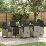 Set da Pranzo per Giardino 7 pcs Grigio chiaro polyrattan