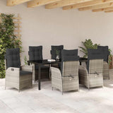 Set da Pranzo per Giardino 7 pcs Grigio chiaro polyrattan