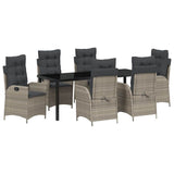 Set da Pranzo per Giardino 7 pcs Grigio chiaro polyrattan